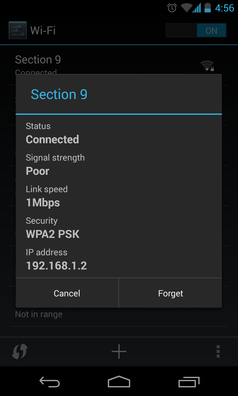 Link Speed (Nexus 4 running Android 4.3) before installation